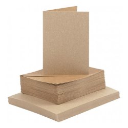 Kort og kuverter, kort str. 10,5x15 cm, kuvert str. 11,5x16,5 cm, natur, 50st