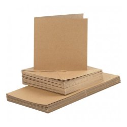 Kort og kuverter, kort str. 15x15 cm, kuvert str. 16x16 cm, natur, 50st
