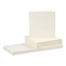 Kort og kuverter, kort str. 15x15 cm, kuvert str. 16x16 cm, rhvid, 50st