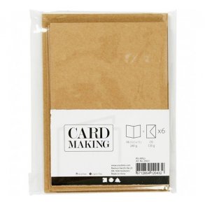 Kort og kuverter natur 6s�t kort. str. 10,5x15cm