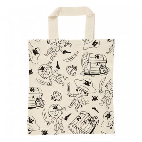 Mulepose, lys natur, - str. 27,5x30 cm, m/piratmotiv