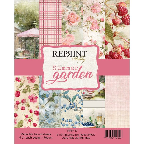 Papirblok Summer Garden 6x6" 25ark 170gsm Reprint