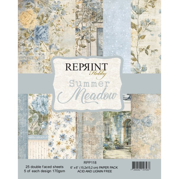 Papirblok Summer Meadow 6x6" 25ark 170gsm Reprint