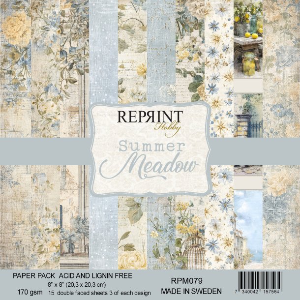 Papirblok Summer Meadow 8x8" Reprint