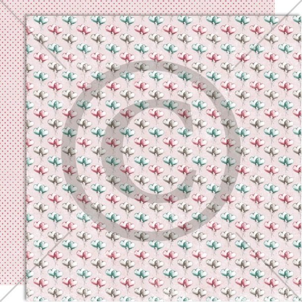 Papirdesign m�nsterpapir 12 x 12" Hjerteballonger