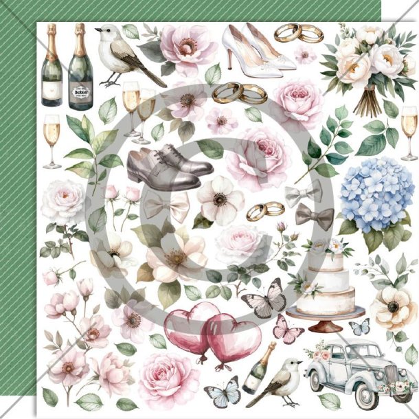 Papirdesign m�nsterpapir 12 x 12" klippeark Bryllup