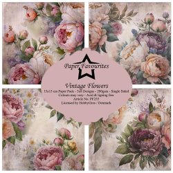 LS BESKRIVELSE Papirblok "Vintage Flowers" PF255 15x15cm Paper Favourites BESTILLINGSVARE