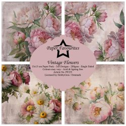 LS BESKRIVELSE Papirblok "Vintage Flowers" PF255 15x15cm Paper Favourites BESTILLINGSVARE