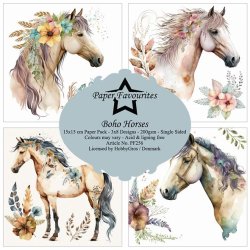 LS BESKRIVELSE Papirblok "Boho Horses" PF256  15x15cm Paper Favourites BESTILLINGSVARE