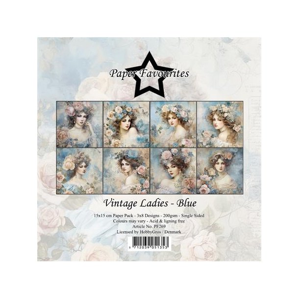 Paper Favourites Paper Pack "Vintage Ladies - Blue" PF269 15x15cm