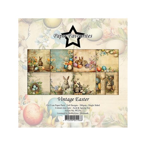 LS BESKRIVELSE Papirblok PF276 Vintage Easter 15x15cm Paper Favourites BESTILLINGSVARE