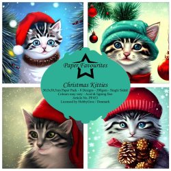 LS BESKRIVELSE Papirblok "Christmas Kitties" PF453 30,5 x 30,5 cm Paper Favourites BESTILLINGSVARE