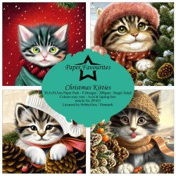 LS BESKRIVELSE Papirblok "Christmas Kitties" PF453 30,5 x 30,5 cm Paper Favourites BESTILLINGSVARE