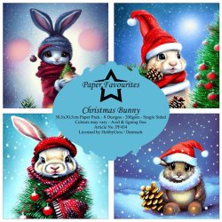 LS BESKRIVELSE Papirblok "Christmas Bunny" PF454 30,5 x 30,5 cm Paper Favourites BESTILLINGSVARE