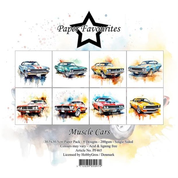 LS BESKRIVELSE Paper Favourites Paper Pack "Muscle Cars" PF465 30,5x30,5cm BESTILLINGSVARE