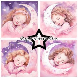 LS BESKRIVELSE Papirblok PF485 Sleeping Girl &amp; Boy 30,5x30,5cm Paper Favourites BESTILLINGSVARE