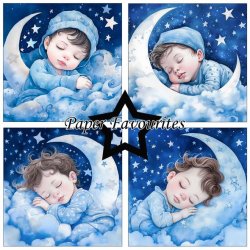 LS BESKRIVELSE Papirblok PF485 Sleeping Girl &amp; Boy 30,5x30,5cm Paper Favourites BESTILLINGSVARE