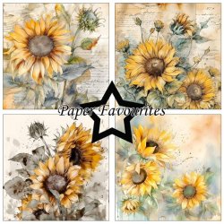 LS BESKRIVELSE Papirblok PF535 Vintage Sunflower 15x15cm Paper Favourites BESTILLINGSVARE