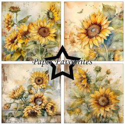 LS BESKRIVELSE Papirblok PF535 Vintage Sunflower 15x15cm Paper Favourites BESTILLINGSVARE