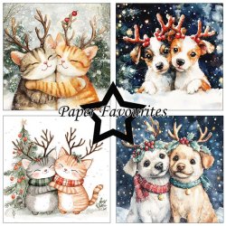 LS BESKRIVELSE Papirblok PF710 Christmas Cats &amp; Dogs 30,5x30,5cm Paper Favourites BESTILLINGSVARE