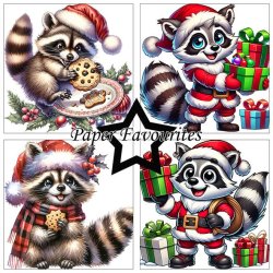 LS BESKRIVELSE Papirblok PF711 Christmas Raccoons 30,5x30,5cm Paper Favourites BESTILLINGSVARE