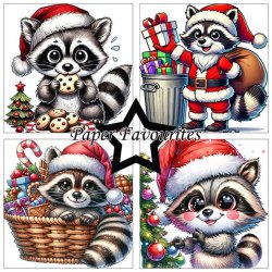 LS BESKRIVELSE Papirblok PF711 Christmas Raccoons 30,5x30,5cm Paper Favourites BESTILLINGSVARE