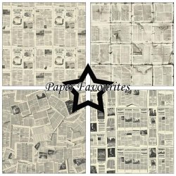 LS BESKRIVELSE Papirblok PF731 Vintage Newspaper 30,5x30,5cm Paper Favourites BESTILLINGSVARE