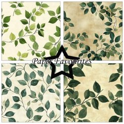 LS BESKRIVELSE Papirblok PF734 Green Leaves 30,5x30,5cm Paper Favourites BESTILLINGSVARE