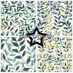 LS BESKRIVELSE Papirblok PF735 Vintage Green Leaves 30,5x30,5cm Paper Favourites BESTILLINGSVARE