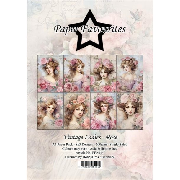 LS BESKRIVELSE Paper Favourites Paper Pack "Vintage Ladies - Rose" PFA114 A5 BESTILLINGSVARE