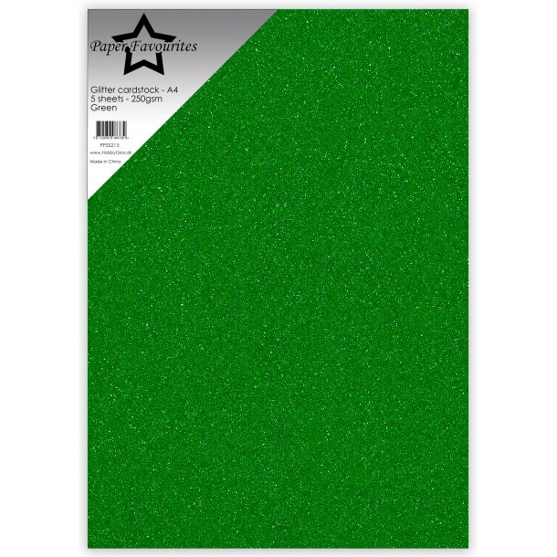 Glitter Cardstock Green A4 5stk PFSS215 