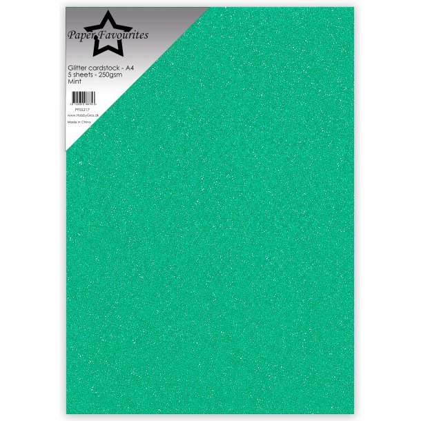 Glitter Cardstock Mint A4 5stk PFSS217 