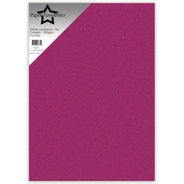 Glitter Cardstock Fuchisa A4 5stk PFSS221 