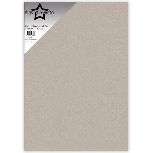 Grey chipboard A4 5stk 600g Paper Favourites FORUDBESTILLING P� LAGER P� MESSEN
