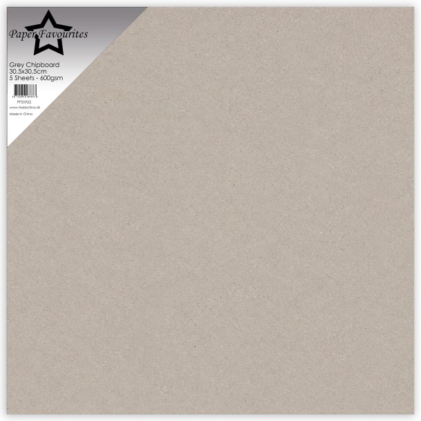 Grey chipboard 30,5x30,5cm 5stk 600g Paper favourites FORUDBESTILLING P� LAGER P� MESSEN