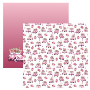 Designpapir Pink Julebil  - 30,5 x 30,5 cm, - Luna Hobby
