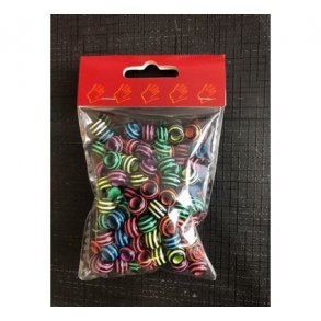 Plastic perler ca. 40gr. Neonfarver med sorte striber 