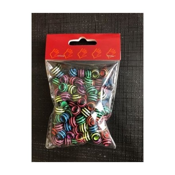 Plastic perler ca. 40gr. Neonfarver med sorte striber 