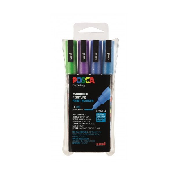 Posca tuscher 4stk glitter (bllige) fine 0,9-1,3mm