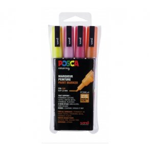 Posca tuscher 4stk glitter (rdlige) fine 0,9-1,3mm