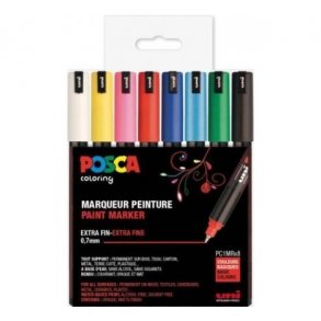 Posca tuscher 8stk standard Ekstra fine 0,7mm