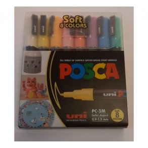 Posca tuscher 8stk pastel farver bullet shaped 0,9-1,3mm