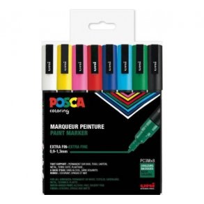 Posca tuscher 8stk standard fine 0,9-1,3mm