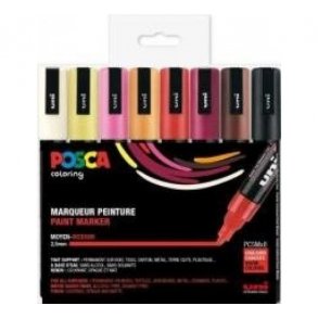 Posca tuscher 8stk varme farver medium 1,8-2,5mm
