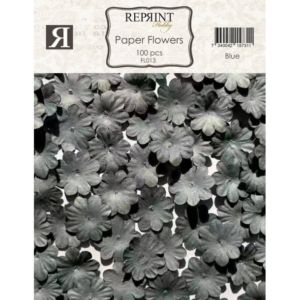 Mini papirs blomster 20mm 100stk  Blue Reprint