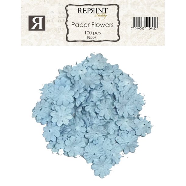 Mini papirs blomster 20mm 100stk Light blue Reprint