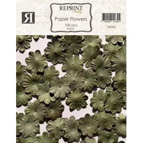Mini papirs blomster 20mm 100stk Moss Reprint