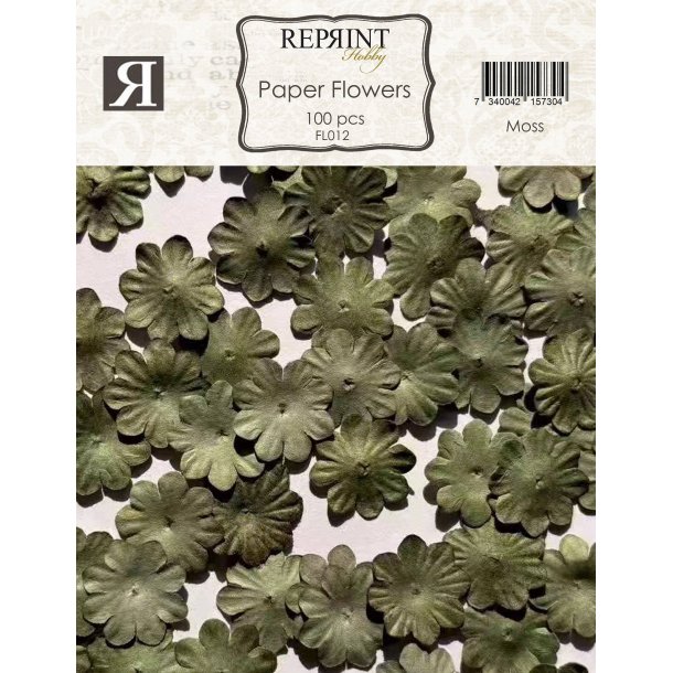 Mini papirs blomster 20mm 100stk Moss Reprint