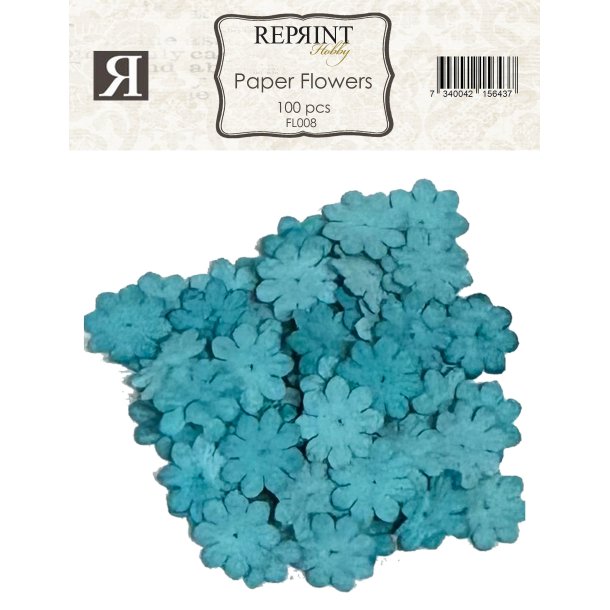 Mini papirs blomster 20mm 100stk Turkis Reprint