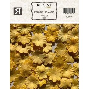 Mini papirs blomster 20mm 100stk Yellow Reprint